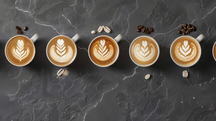 A Variety of Latte Art Designs