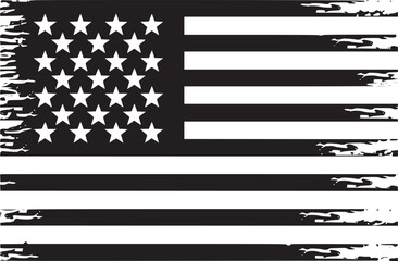 Black and white USA flags