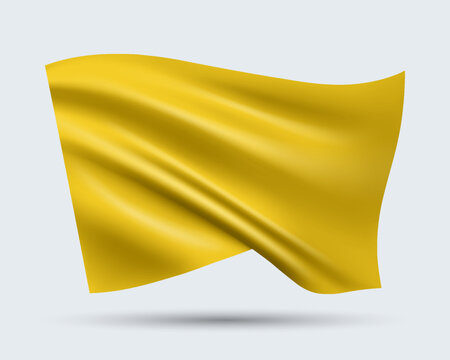 Vector illustration of 3D-looking yellow color flag template isolated on light background. Created using gradient meshes, EPS 10 vector