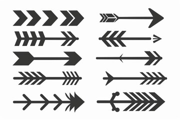 Set of black arrows on a white background, suitable for various design projects