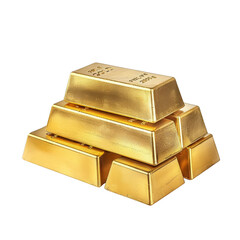 A stack of shining gold bars arranged in a pyramid. Perfect for representing wealth, investment, and financial growth.  isolated on white background