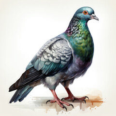 Fototapeta premium watercolor pigeon clipart, Generative Ai