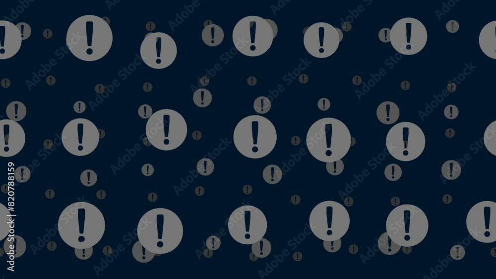 Poster attention symbols float horizontally from left to right. parallax fly effect. floating symbols are l