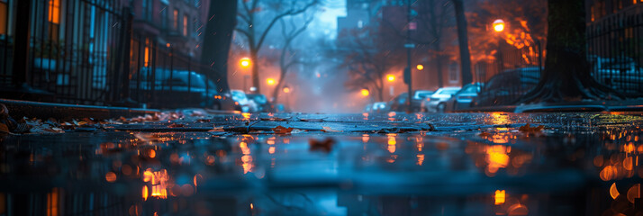 Chiaroscuro in the Rain, Foggy Cityscape