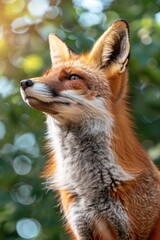 Naklejka premium A close up of a red fox with a blurry background. Suitable for nature and wildlife themes