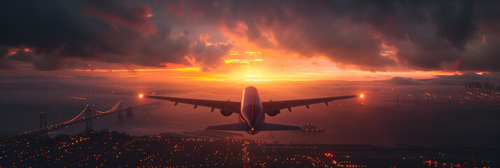 Plane Over San Francisco, Epic Sunset