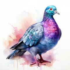 Fototapeta premium watercolor pigeon clipart, Generative Ai