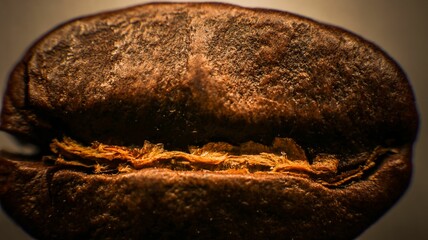 Macrophotography of a coffee bean