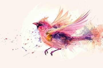 A vibrant watercolor painting of a colorful bird. Perfect for nature-themed designs