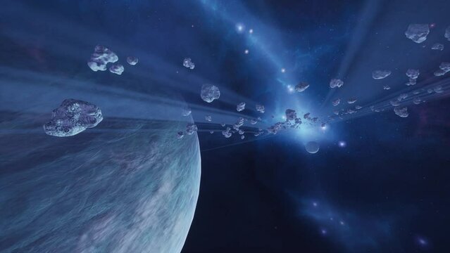 a large cluster of asteroids near an unknown planet