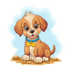 Cute puppy. Cartoon image of animals. Color vector illustration.