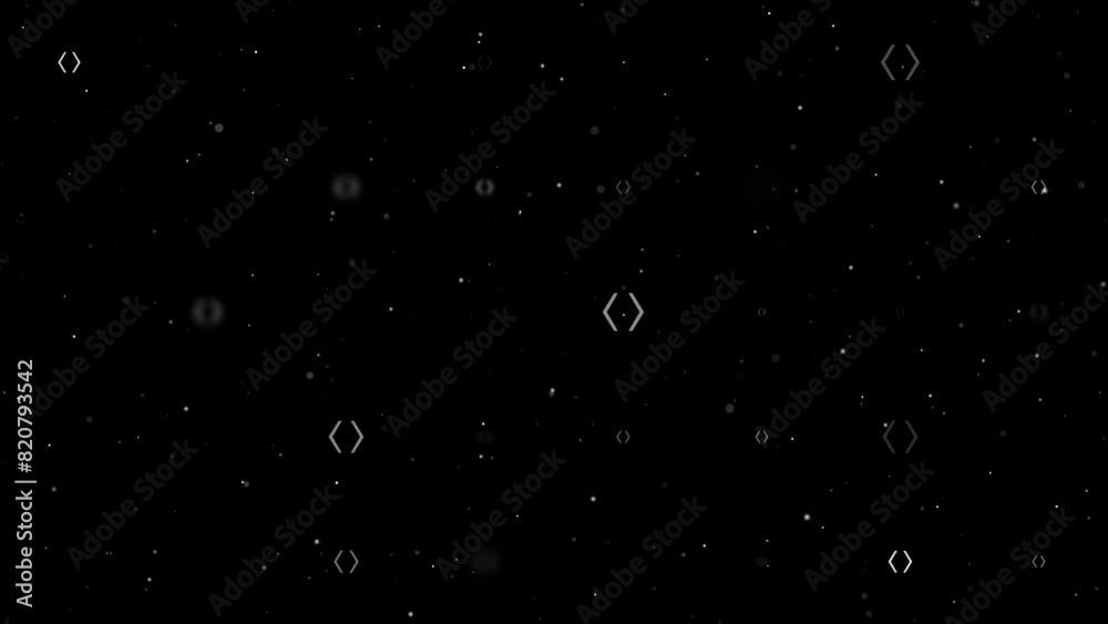 Poster template animation of evenly spaced angle brackets symbols of different sizes and opacity. animation