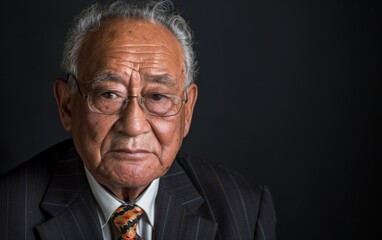 Fototapeta premium An older man of Micronesian descent dressed in a formal suit and tie