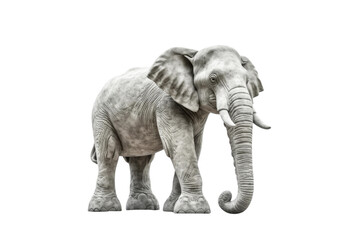 Fototapeta premium Majestic Elephant Balancing on a Blank Canvas on a White or Clear Surface PNG Transparent Background.