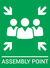 Emergency evacuation assembly point sign. Assembly point icon. Safety Signs. Evacuation Plan. Vector illustration