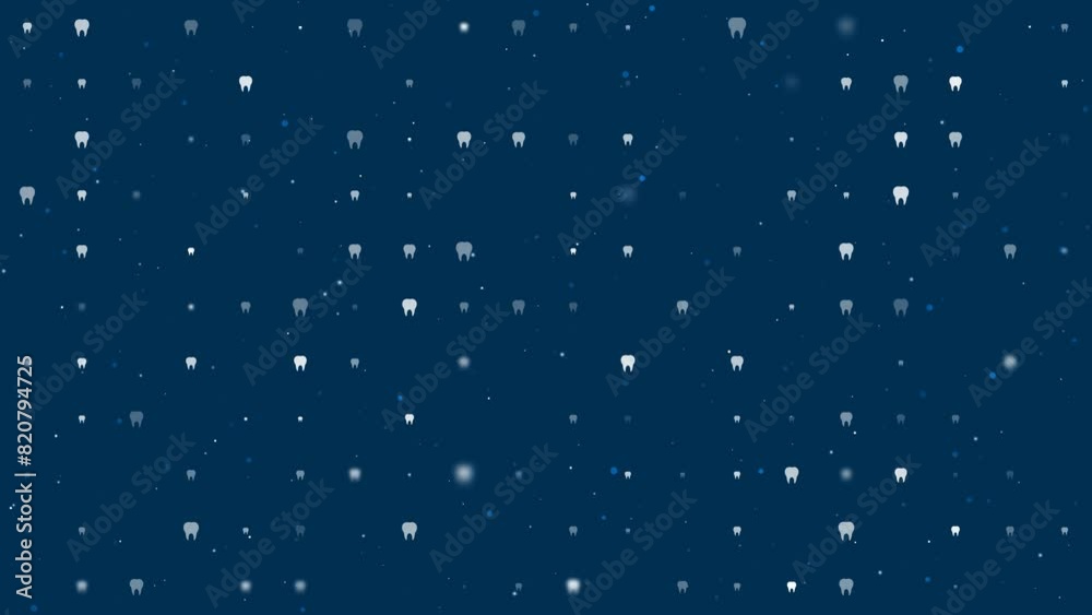 Poster template animation of evenly spaced tooth symbols of different sizes and opacity. animation of trans