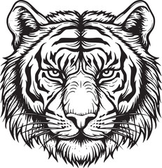 Obraz premium Tiger head silhouette. monochrome vector