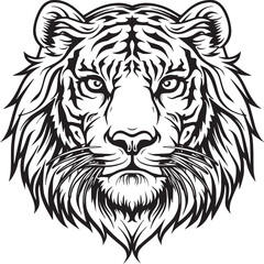 Tiger head silhouette. monochrome vector