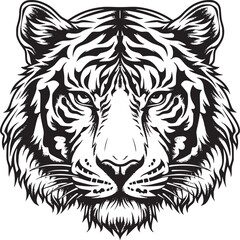 Tiger head silhouette. monochrome vector