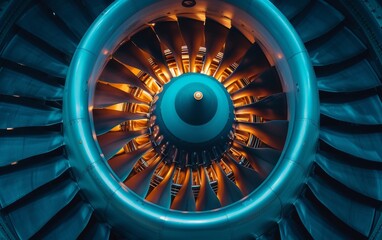 Detailed view of a modern turbofan jet engine, showcasing intricate components and technologies