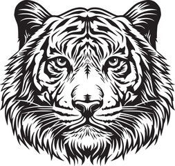 Tiger head silhouette. monochrome vector
