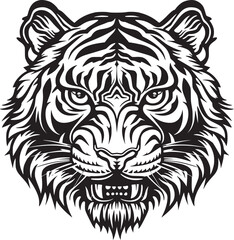 Tiger head silhouette. monochrome vector