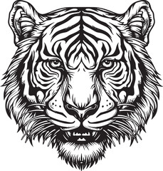 Tiger head silhouette. monochrome vector