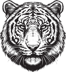 Tiger head silhouette. monochrome vector