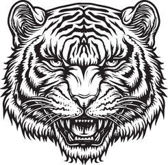 Tiger head silhouette. monochrome vector