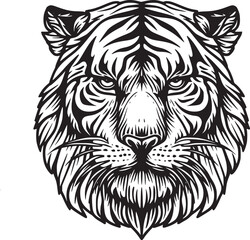 Tiger head silhouette. monochrome vector