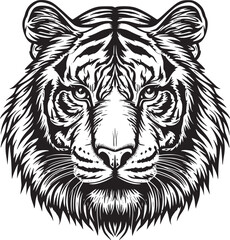 Tiger head silhouette. monochrome vector