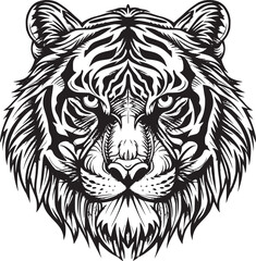Tiger head silhouette. monochrome vector