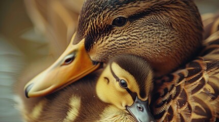 Two ducks peacefully laying down, suitable for nature and animal themes