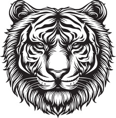 Tiger head silhouette. monochrome vector