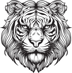 Tiger head silhouette. monochrome vector