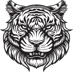 Tiger head silhouette. monochrome vector