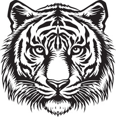 Tiger head silhouette. monochrome vector