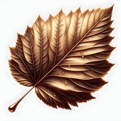Intricate wood carving of a leaf isolated on a transparent background