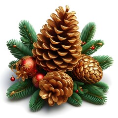 create an image a pine cone with a pine cone on top of it and a pine cone on the bottom of it; naturalism, a picture, Ernest William Christmas in white background