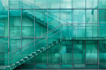 glass building with stairs