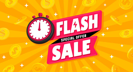 Flash sale vector banner illustration