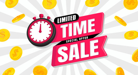 Limited time sale vector banner illustration