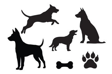 set of dog silhouettes