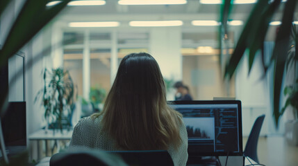 Abstract Image of an Office Space Seen Through Glass Panels, Showing a Meeting in Progress