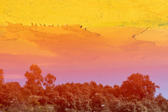 Vibrant orange gradient landscape at Riotinto River