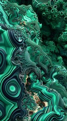 Fototapeta premium Molecular Architecture in Malachite A Vivid D of Surreal Macro Detail and Cosmic Influence