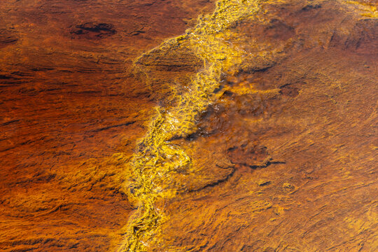Unique colors and textures of riotinto River from above