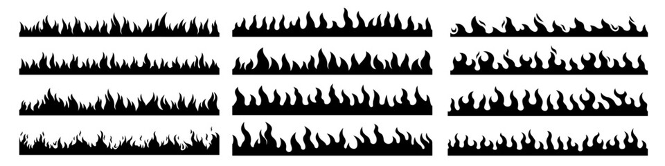 Fire border. Fire seamless pattern.