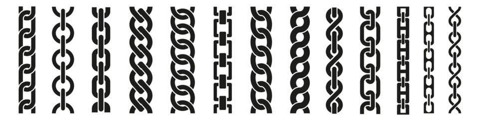 Chain brush set. Metal chain vector.