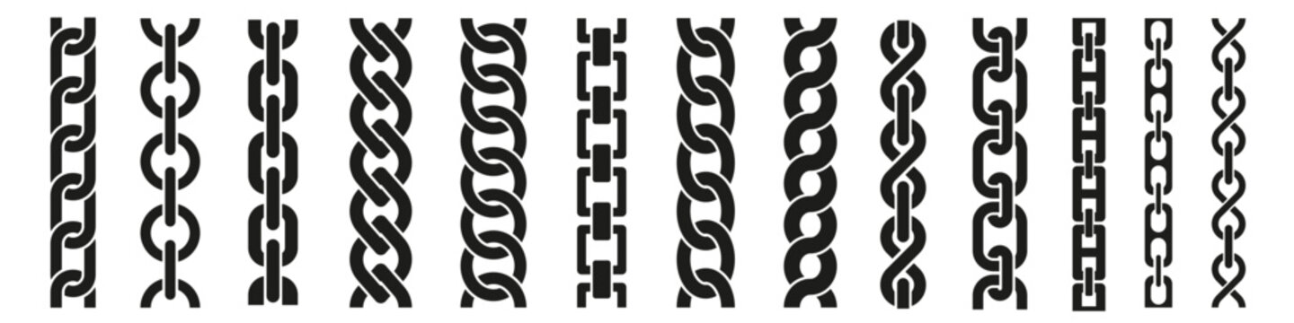 Chain brush set. Metal chain vector.